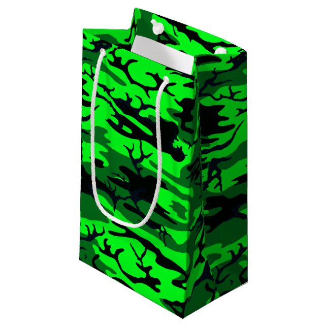 Alien Green Camo Small Gift Bag (Front Angled)