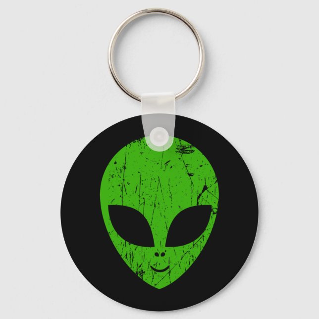 alien green head ufo science fiction extraterrestr key ring (Front)