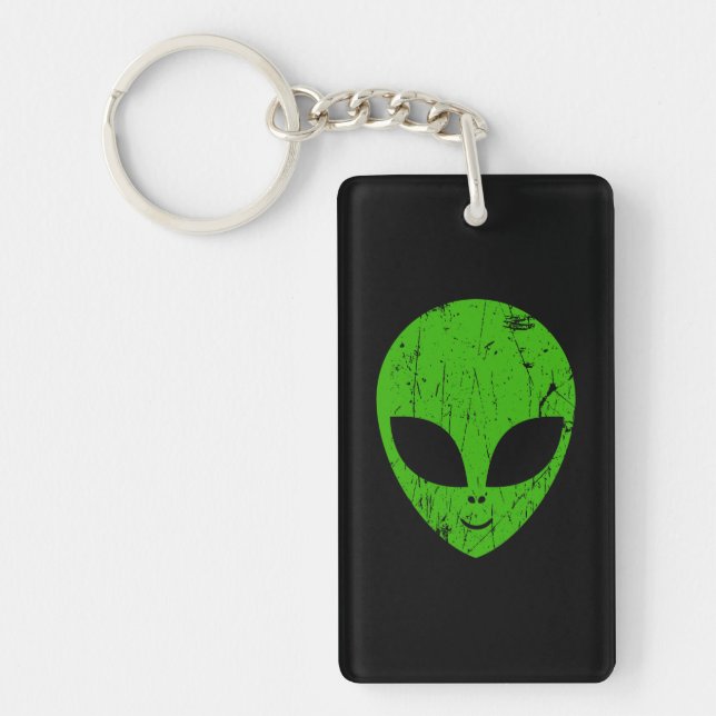 alien green head ufo science fiction extraterrestr key ring (Front)