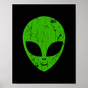 alien green head ufo science fiction extraterrestr poster