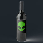 alien green head ufo science fiction extraterrestr wine label<br><div class="desc">alien green head ufo science fiction extraterrestrial grunge smile face</div>