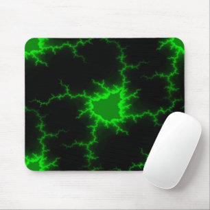 Alien Green Lightning Strikes in Pitch Black Mouse Mat