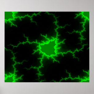 Alien Green Lightning Strikes in Pitch Black Poster
