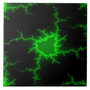 Alien Green Lightning Strikes in Pitch Black Tile