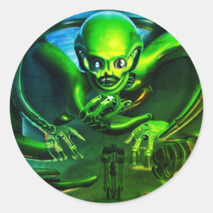 Alien Green scary  Classic Round Sticker