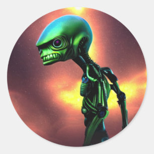 Alien Green scary  Classic Round Sticker