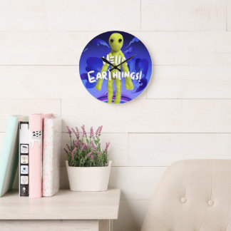 Alien greeting design large clock
