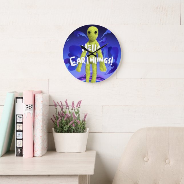 Alien greeting design large clock (Reading Room)
