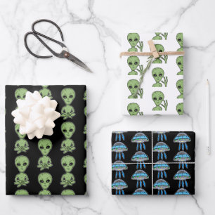 Alien Grey Extra Terrestrial UFO UFOlogy  Wrapping Paper Sheet