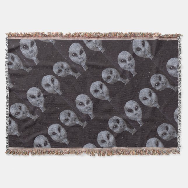 Alien Greys Throw Blanket (Front)