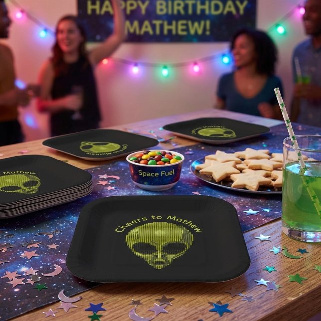 Alien Halftone Custom Text Gift Bag Paper Plate (Creator Uploaded)