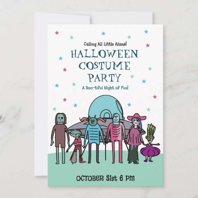 Alien Halloween Costume Party | Kids Space Fun Invitation (Front)