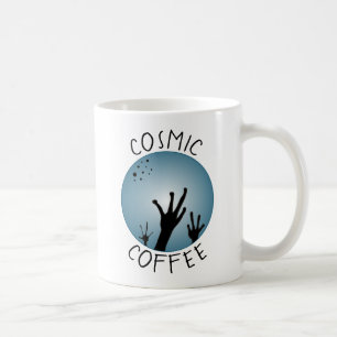 Alien Hands Sci Fi Black Blue ET Art Cosmic Coffee Mug