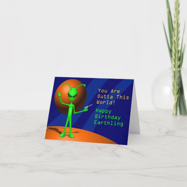 Alien Happy Birthday Card (Front)