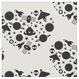 alien happy valentines day heart black fabric