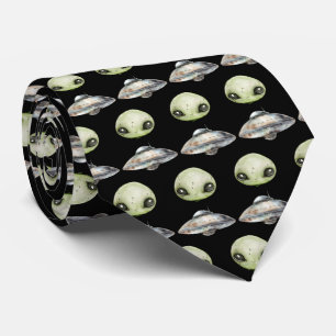 Alien Head and Space Ship Tie