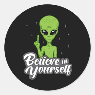 Alien Head Area 51 Ufo Aliens Space Funny Gift Classic Round Sticker