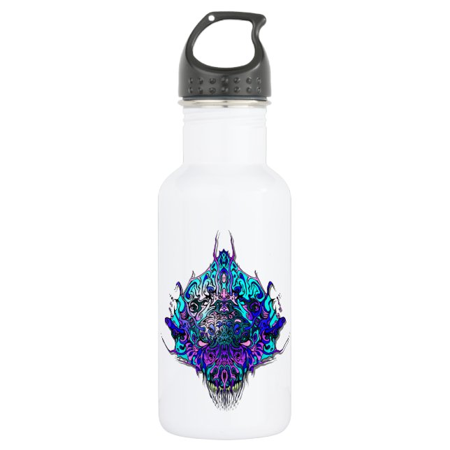 Alien Head - blue and purple 532 Ml Water Bottle (Front)