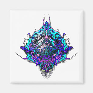 Alien Head - blue and purple Magnet