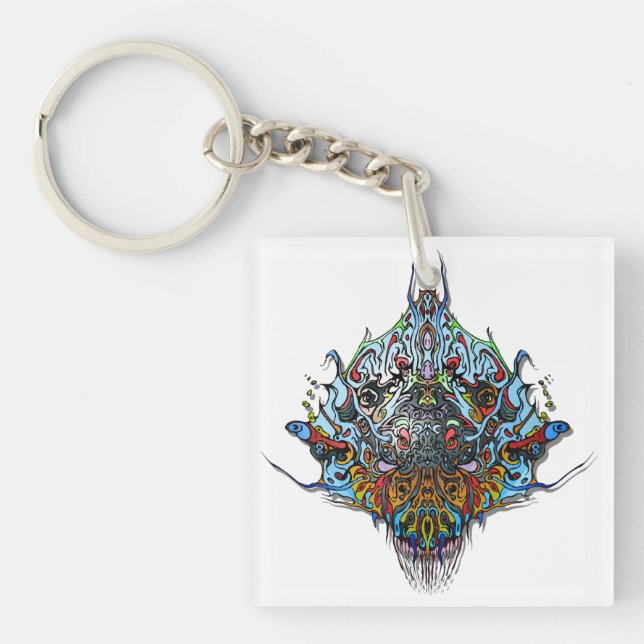Alien Head - Blue Key Ring (Front)