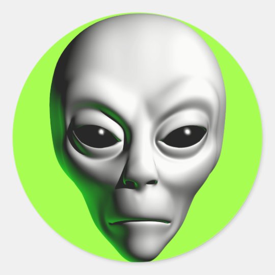 Alien Head Classic Round Sticker | Zazzle.co.uk