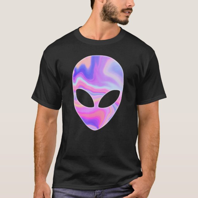Alien Head Colourful Rave UFO T-Shirt (Front)