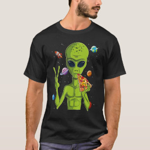 Alien Head Eating Pizza  Ufo Extraterrestrial Men T-Shirt