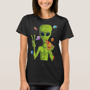 Alien Head Eating Pizza Ufo Extraterrestrial Men T-Shirt