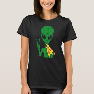 Alien Head Eating Pizza Ufo Extraterrestrial T-Shirt