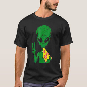 Alien Head Eating Pizza Ufo Extraterrestrial T-Shirt