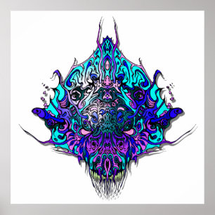 Alien Head Evil Species # 44 - blue and purple Poster