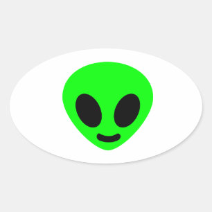 Alien head face oval sticker