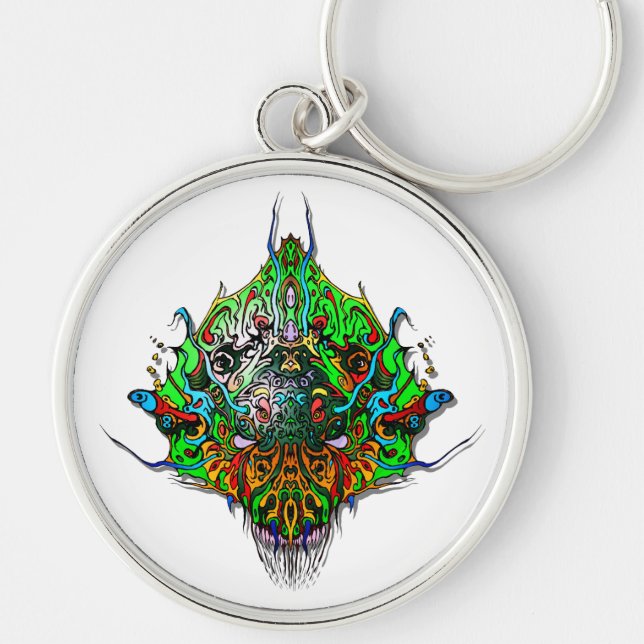 Alien Head - green Key Ring (Front)