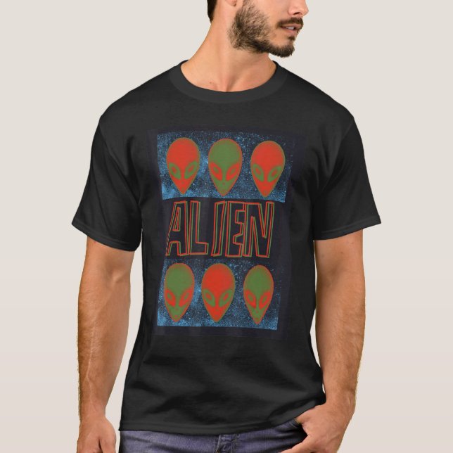 Alien Head Halloween Ufo Invasion 1950's Science F T-Shirt (Front)