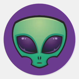 Alien Head Icon Classic Round Sticker