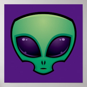 Alien Head Icon Poster