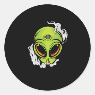Alien Head Illuminati All Seeing Eye UFO Aliens Be Classic Round Sticker