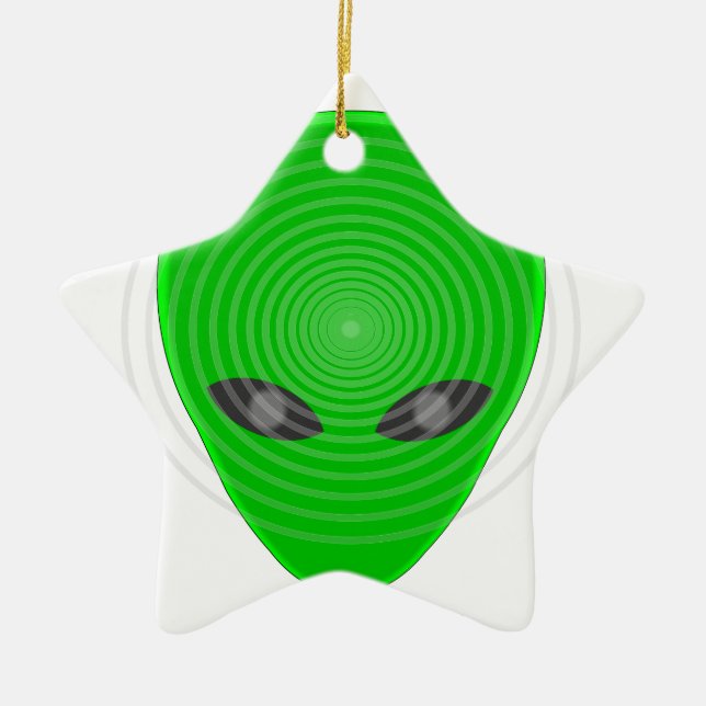 Alien Head Mind Control Ceramic Tree Decoration (Front)