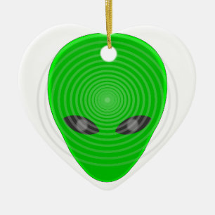Alien Head Mind Control Ceramic Tree Decoration