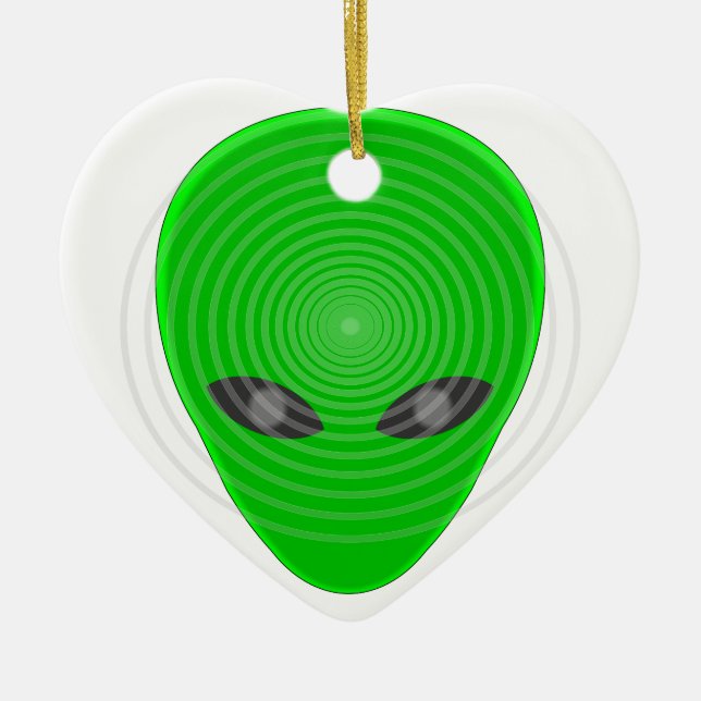 Alien Head Mind Control Ceramic Tree Decoration (Front)