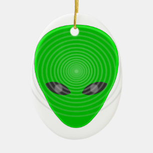 Alien Head Mind Control Ceramic Tree Decoration