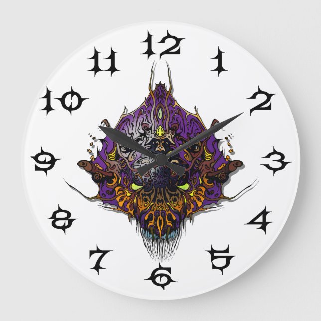 Alien Head - purple Large Clock (Front)
