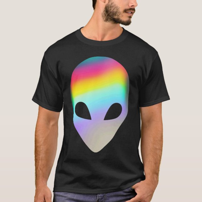 Alien Head Rave Face Colourful Believe UFO Costume T-Shirt (Front)
