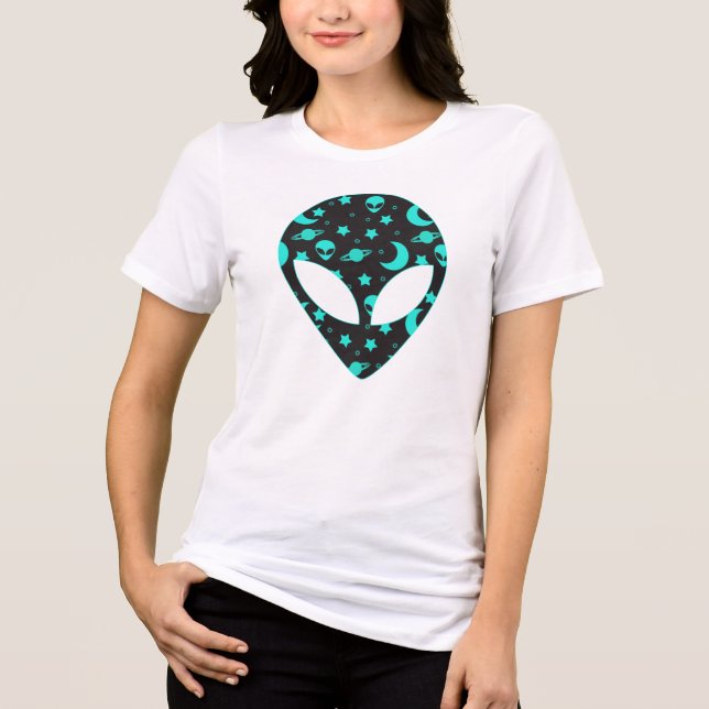 Alien Head Space Pattern Design Tri-Blend Shirt (Front)