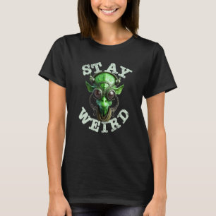 Alien Head Trippy Stay Weird Techno Rave EDM Music T-Shirt