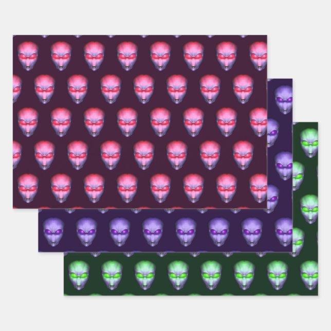 Alien Head Wrapping Paper Sheet (Set)
