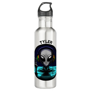 Alien Headphones giving Peace Sign Personalised 710 Ml Water Bottle