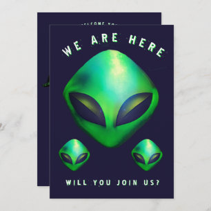 Alien Heads 40th Birthday Party Invitation