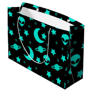 Alien Heads in Stars Outer Space Large Gift Bag