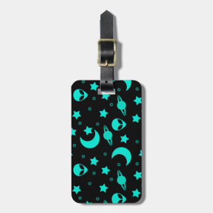 Alien Heads in Stars Outer Space Luggage Tag